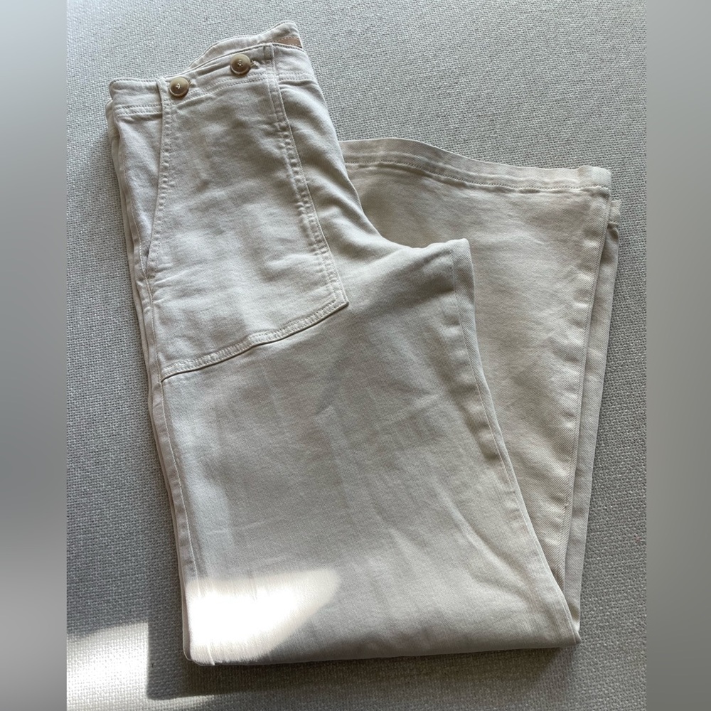 Pilcro Wide-Leg Pants in Light Cream